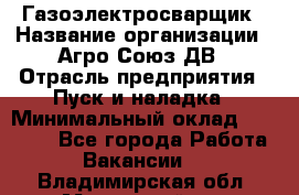 Газоэлектросварщик › Название организации ­ Агро-Союз ДВ › Отрасль предприятия ­ Пуск и наладка › Минимальный оклад ­ 55 000 - Все города Работа » Вакансии   . Владимирская обл.,Муромский р-н